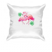 Подушка с розовыми фламинго