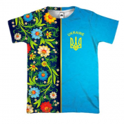 3D футболка с петриковской росписью и гербом Украины