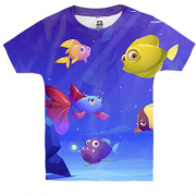Детская 3D футболка с подводными рыбками