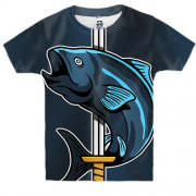 Детская 3D футболка с рыбой и мечом