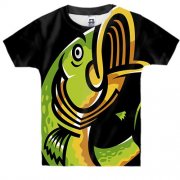 Дитяча 3D футболка з яскравою зеленою рибою