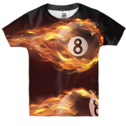 Детская 3D футболка с огненным бильярдным шаром