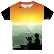 Детская 3D футболка с вечерней рыбалкой