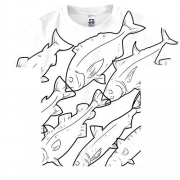 Детская 3D футболка с контурными рыбами (2)