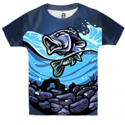 Детская 3D футболка с синей рыбой в воде