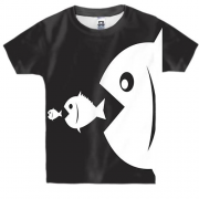 Детская 3D футболка с пищевой цепью рыб