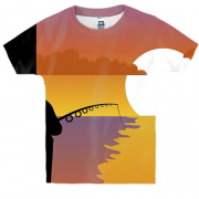 Детская 3D футболка с утренней рыбалкой
