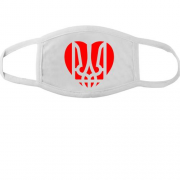 Тканинна маска для обличчя з гербом України в сердце