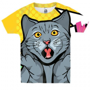 Дитяча 3D футболка Cat Wow Pop Art
