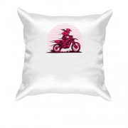 Подушка с девушкой на мотоцикле