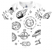 Детская 3D футболка с планетами и метеоритами