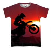 3D футболка з байкером на заході сонця