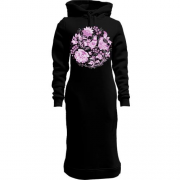 Женская толстовка-платье с фиолетовым орнаментом