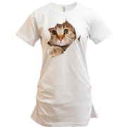 Подовжена футболка з ховаючимся котом