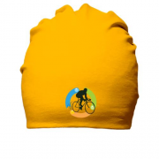 Бавовняна шапка з велосипедистом і частинками