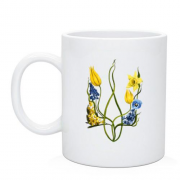 Чашка с гербом Украины из акварельных цветов