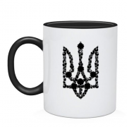 Чашка с черно-белым цветочным гербом Украины