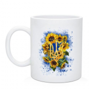 Чашка Герб Украины с подсолнухами