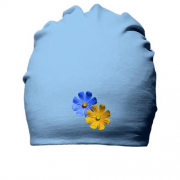Хлопковая шапка с желто-синими цветками