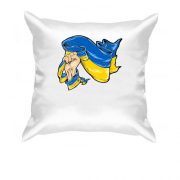 Подушка с флагом Украины в руке