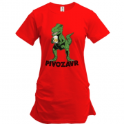 Подовжена футболка з динозавром та пивом "pivozavr"