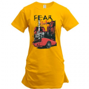 Подовжена футболка c машиною та написом "Fear this"