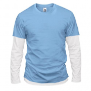 Мужская голубая комбинированная футболка с длинными рукавами "ALLAZY"
