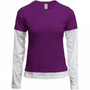 Женская фиолетовая комбинированная футболка с длинными рукавами "ALLAZY"