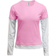 Женская розовая комбинированная футболка с длинными рукавами "ALLAZY"