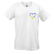 Футболка желто-синее сердце с голубями Мини (Вышивка)