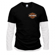 Лонгслів Комбі з лого Harley-Davidson на грудях (Вишивка)