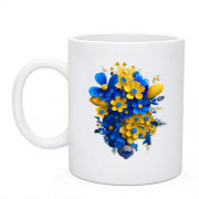Чашка Жовто-синій квітковий букет (2)