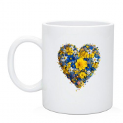 Чашка Сердце из желто-синих цветов (3)