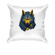 Подушка з жовто-синім міфічним вовком