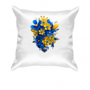 Подушка Жовто-синій квітковий букет (2)
