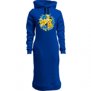 Жіноча толстовка-плаття з жовто-синім букетом квітів (2)