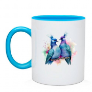 Чашка с парой декоративных голубей