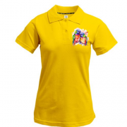 Жіноча футболка-поло з декоративними пташками