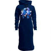 Жіночі толстовки-плаття з синіми папугами