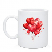 Чашка с надувными шарами-сердечками