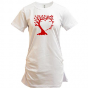 Подовжена футболка з деревом у вигляді серця (Вишивка)