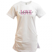 Подовжена футболка з написом Love Love (Вишивка)