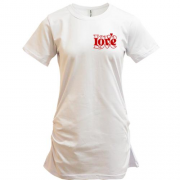 Подовжена футболка з написом Love Love міні (Вишивка)