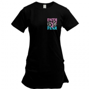 Подовжена футболка з написом Faith over Fear (Вишивка)
