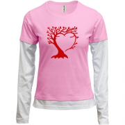 Жіночий лонгслів Комбі з деревом у вигляді серця (Вишивка)