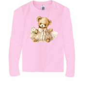Дитяча футболка з довгим рукавом Плюшевий ведмедик у сукні