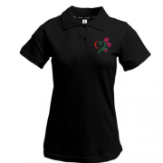 Жіноча футболка-поло Стилізоване Серце з трояндами (Вишивка)