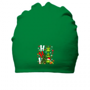 Бавовняна шапка з різдвяними грінчами "Ho Ho Ho"