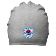 Бавовняна шапка з щуром в блакитних квітах