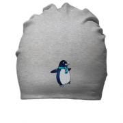 Бавовняна шапка з пінгвіном в шарфику